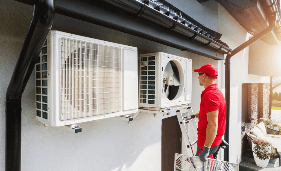 person repairing hvac system