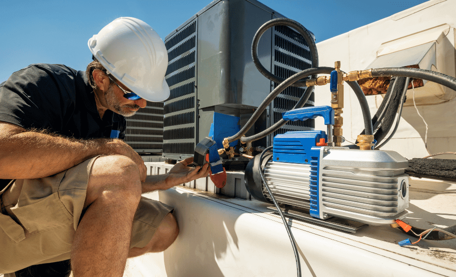 person working on hvac maintenance