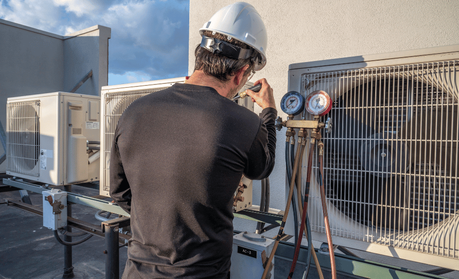 person upgrading energy-efficient HVAC system