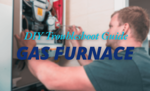 person troubleshooting gas furnace